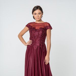 NEW A-LINE CHIFFON DRESS EMBROIDERED WITH EXQUISITE LACE AND RHINESTONES GL2828
